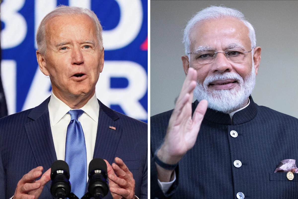 भारत के प्रधानमंत्री नरेंद्र मोदी और अमेरिकी राष्ट्रपति जो बाइडेन यात्रा के अंत में प्रेस वार्ता